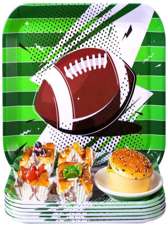 Singhoow 6 Pcs Football Serving Trays 13 x 10 Inch Plastic Football Snack Tailgate Party Serving Platter Reusable, Rectangular, Green for Sports Food Birthday Party Decorations - Image 1